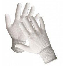 Перчатки безворсные белые с ПВХ